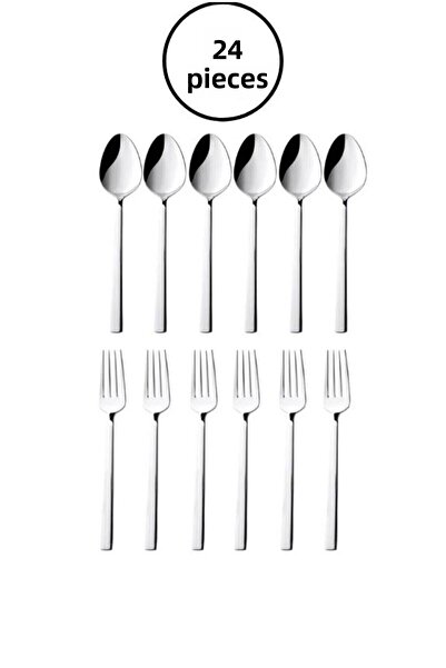 ENASHOP 24 piece dessert set 12 pieces dessert spoon 12 pieces dessert fork (stainless steel)