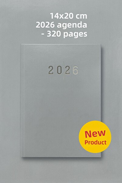 KarmaOfis Gray Agenda with Cloth Cover 14×20 cm – 320 Pages, Daily Planner, Office & School Use
