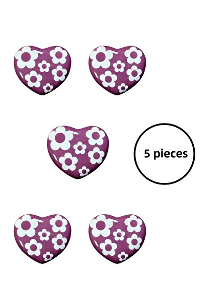 MegaVitrin 5 Pcs Porcelain Children's Room Purple Heart Furniture Handle Ceramic Drawer Cabinet Knob (55X45 mm)