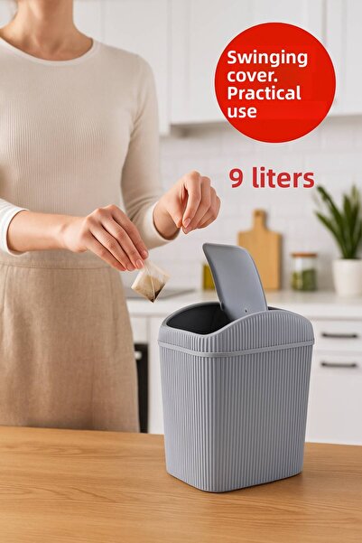 Open Home Concept 6 Lt Trash Can, Kitchen, Bathroom, Toilet, Office Trash Bin Gray