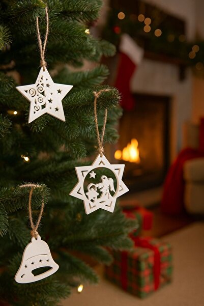 NOVATECH İNOVASYON Christmas Tree Ornament Set 11 Pieces White Decorative Orn...
