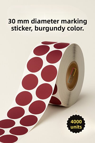 COLORPAK Etichetă cu puncte de 30 mm Burgundy 4000 buc Etichetă de marcare