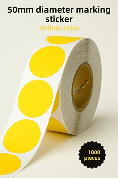 COLORPAK ملصق نقطي 50 ملم أصفر 1000 قطعة ملصق تحديد