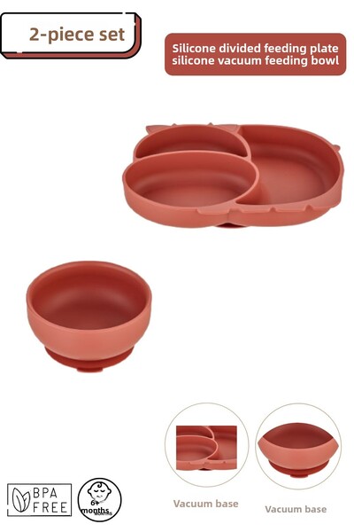 espashome 2-Piece Silicone Baby Feeding Set / Divided Food Plate / Food Bowl ...