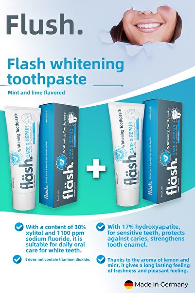 WHITEsmile معجون أسنان فلاش للتبييض - العناية والإصلاح بنكهة النعناع والليمون...