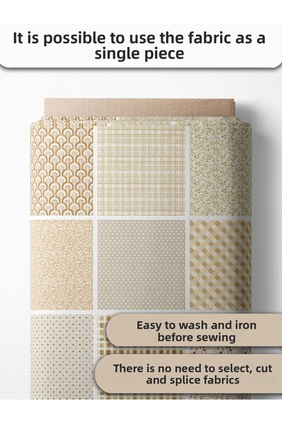 FabricMarket 100% Cotton Satin Fabric – 35 Pieces 20X20 Cm, One Piece Patchwork Fabric, Beige Colors