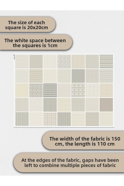 FabricMarket 100% Cotton Satin Fabric – 35 Pieces 20X20 Cm, One Piece Patchwork Fabric, Beige Colors