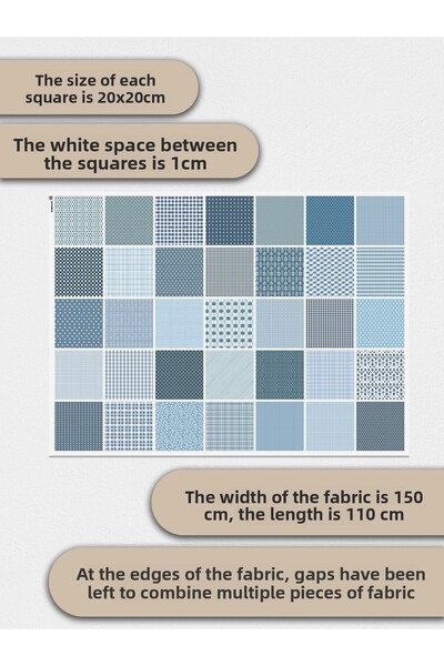 FabricMarket 100% Cotton Satin Fabric – 35 Pieces 20X20 Cm, One Piece Patchwork Fabric, Beige Colors