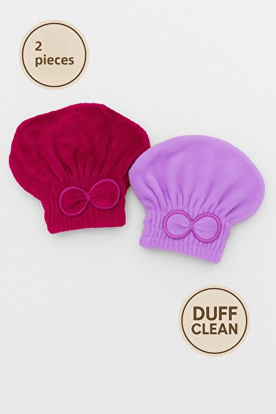 DUFF CLEAN (Burgundy & Light Brown)Hair Drying Cap Head Towel Shower Cap Wet ...