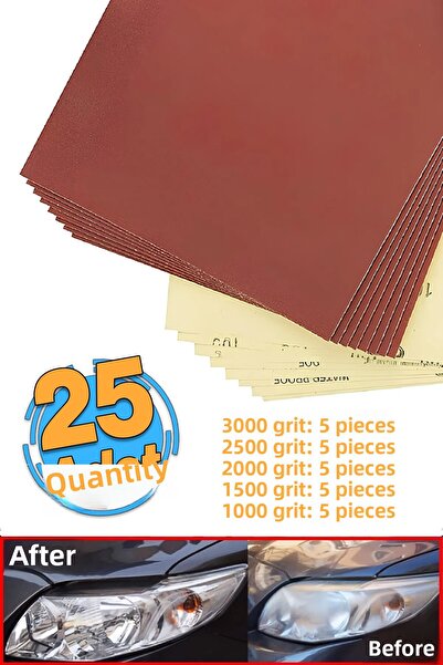 Nms Headlight Cleaning Polishing Hand Water Sandpaper 25Pcs Paper Fine Thick ...