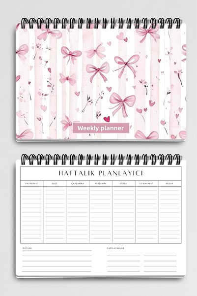 qoeuyl boutique Pink Bouquet and Floral Themed A5 Spiral Bound To-Do List Weekly Planner
