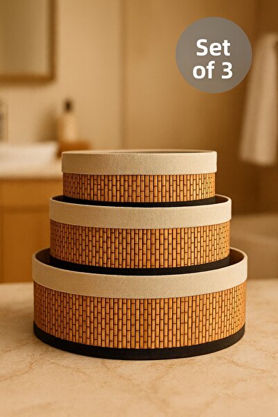 Nesto Home Harmony Series Wicker Bamboo Round 3-Piece Multi-Purpose Organizer Basket