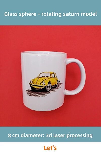 Letsii Yellow Vosvos Design Vintage Porcelain Mug Cup