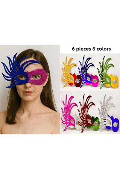ZERO LAND Lvsqvr 6& # 39-Piece Colorful Prom Mask Set |   Cardboard & Elastic (80454) (Adult-Child Compatible)