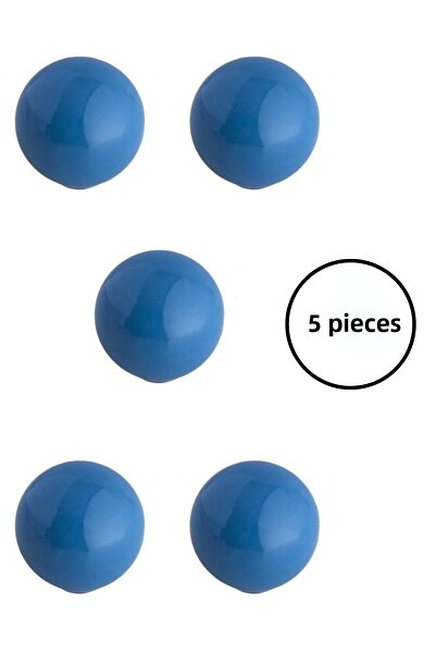 MegaVitrin 5 Pcs Porcelain Ball Knob Blue Children's Room Furniture Handle Ceramic Single Screw Drawer Handle (30 mm)