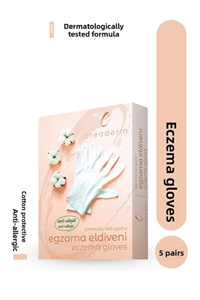 CREADERM قفازات قطنية واقية للأكزيما - 100% قطن - قفازات إكزيما - 5 قطع