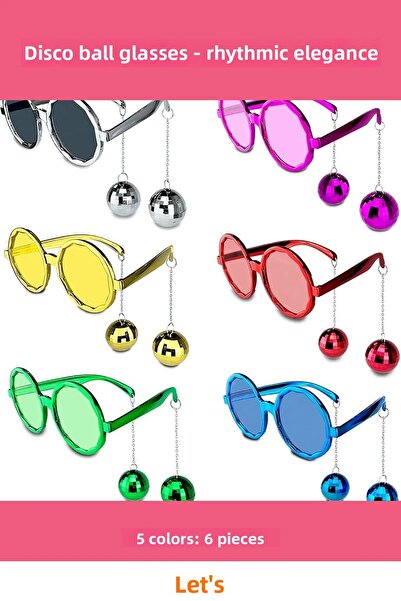 Letsii نظارات ممتعة ذات أقراط ديسكو متأرجحة 5 ألوان 6 قطع