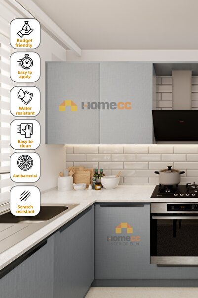 HOMECC İNTERİOR Сив плат с мотив, самозалепващо PVC фолио 120 см – за мебели,...