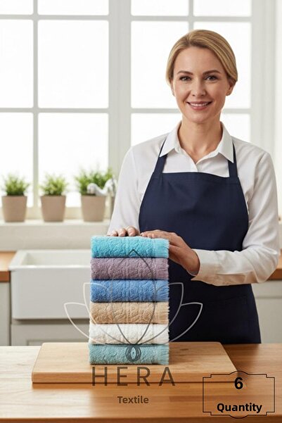 HERA Kitchen and Hand&Face Towel Set Cotton 6 Pieces 30 X 50 cm