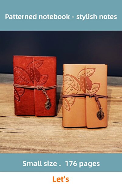 Letsii دفتر ملاحظات صغير الحجم منقوش عليه أوراق جلدية، 88 ورقة، دفتر ملاحظات ...