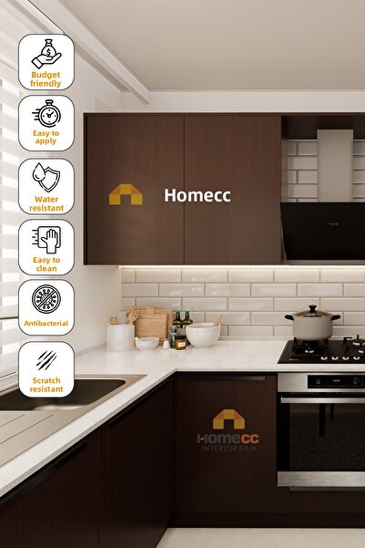 HOMECC İNTERİOR ورق لاصق - الجوز الأوروبي الطبيعي - باب حائط الأثاث - عرض 120 سم - KW033