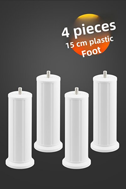 Badem10 Keson 4 Pieces 15 cm White Plastic Furniture Base Tv Unit Heightening Leg Robot Vacuum Cleaner Compatible