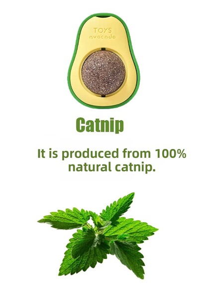 rianka Adhesive Catnip 360 °   Spinning Avocado Cat Lick Ball Catnip