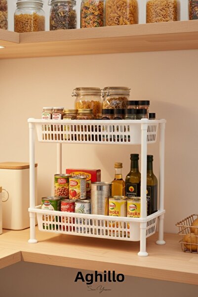 Aghilo Set de rafturi organizatoare sub dulap cu 2 niveluri - Organizator de ...