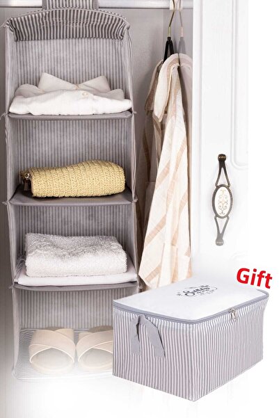 Textile sweet Organizator pentru dulap Raft cu 4 compartimente Organizator pl...