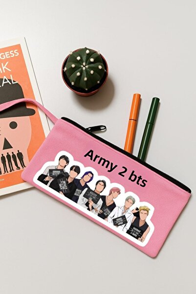 lovver BTS Group Печатна чанта за грим, калъф за моливи, чанта за ръка