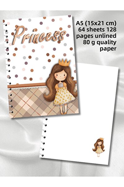 daily notebook Princess Unlined, 64 Sheets/128 Pages Spiral Bound A5 Medium Size (15X21 cm) Size, School Notebook