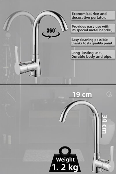 tesitay Baymera Stainless Mix Swan Kitchen Sink Faucet Fountain Mixer