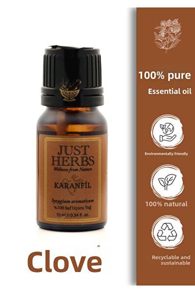 Just Herbs زيت القرنفل 10 مل، زيت سيسجيوم أروماتيكوم نقي وطبيعي 100%