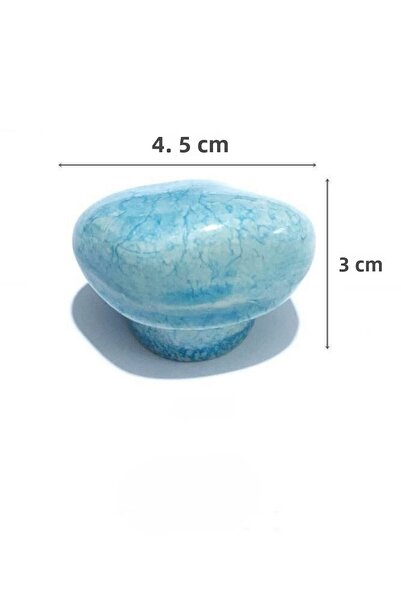 MegaVitrin 5 Pcs Porcelain Stone Button Blue Ceramic Furniture Handle Drawer Cabinet Handle (4.5 cm)