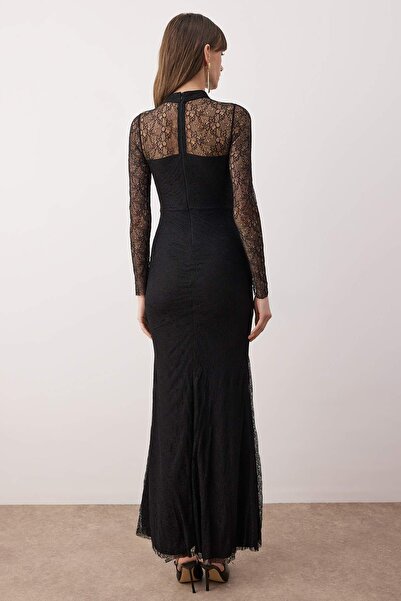 Trendyol Collection Black Lace Maxi Stylish Evening Dress Night Graduation Dress Tpraw26El00086