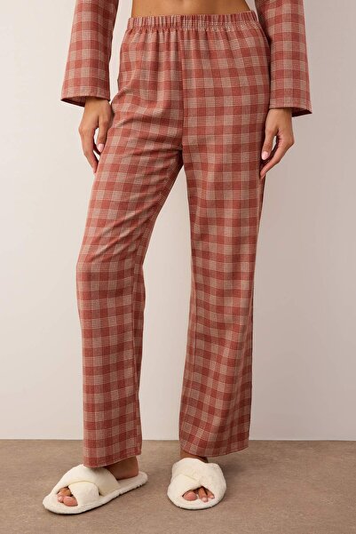 Trendyol Collection Set de pijamale din flanel țesut în carouri groase/de iarnă cu trandafiri uscati THMAW26PT00196