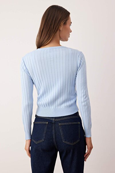 Trendyol Collection Baby Blue 2-Piece Basic Knitwear Cardigan-Blouse Set Twoaw26Hi00213