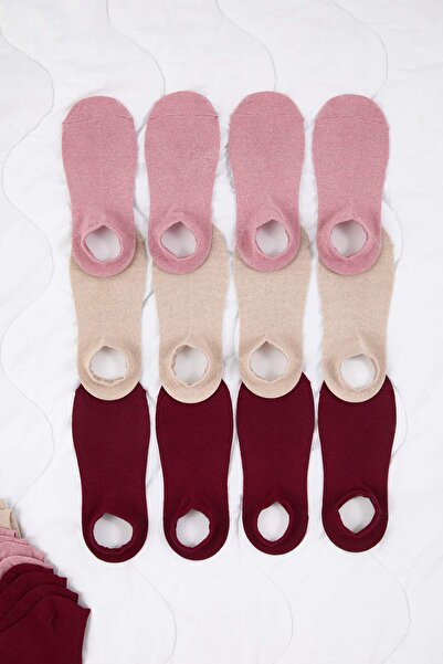 Trendyol Collection Burgundy-Multicolor 12-Pack Cotton Socket Boy Knitted Socks Tedaw25Co00002