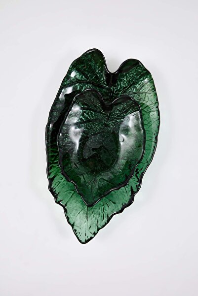 TRENDYOLMİLLA HOME 2-Piece Leaf-Shaped Glass Presentation Plate 18Cm&28Cm Tphaw26Tbk00065