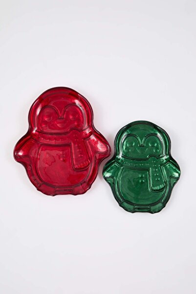 TRENDYOLMİLLA HOME New Year Penguin Set of 2 18Cm&21Cm Glass Plates Tphaw26Tbk00014