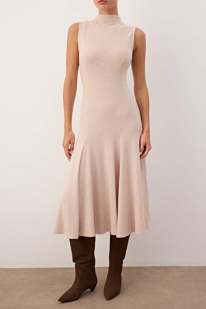 Trendyol Collection Special Collection Stone Thessaloniki/Trikot Look Maxi Stretchy Knitted Dress with Stitch Detail Twoaw26El00065