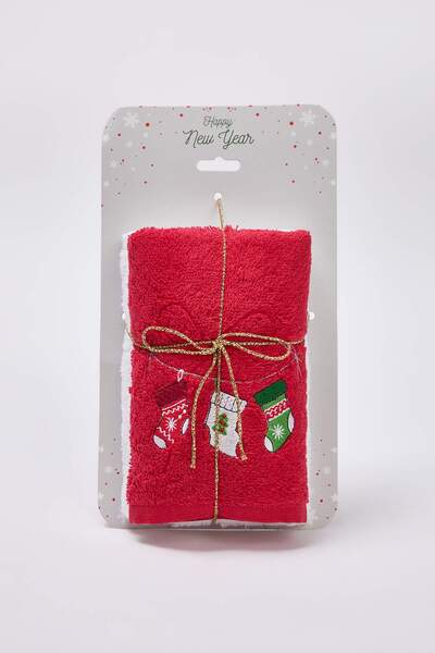 TRENDYOLMİLLA HOME Set of 2 Red and White Christmas Embroidered Kitchen/Hand Towels 30X50Cm Tphaw26Mh00000