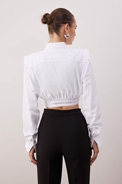 Trendyol Collection Sagaza Studio Weißes Popeline-Kurzhemd - TPRSS22GO00006