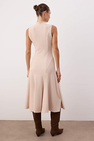 Trendyol Collection Special Collection Stone Thessaloniki/Trikot Look Maxi Stretchy Knitted Dress with Stitch Detail Twoaw26El00065