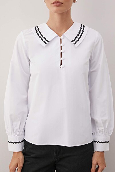 Trendyol Collection Λεπτομερής υφασμένος γιακάς μπλούζα TWOSS20BZ0036