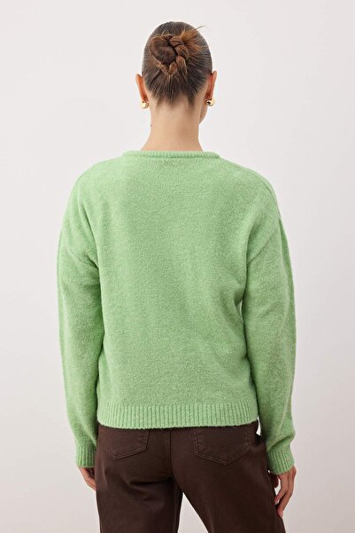 Trendyol Collection Wardrobe Essentials Light Green Soft Textured Wide Fit Knitwear Cardigan |   Twoaw26Hi00082