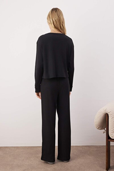 Trendyol Collection Corded Knitted Black Pajama Set - THMAW21PT0009