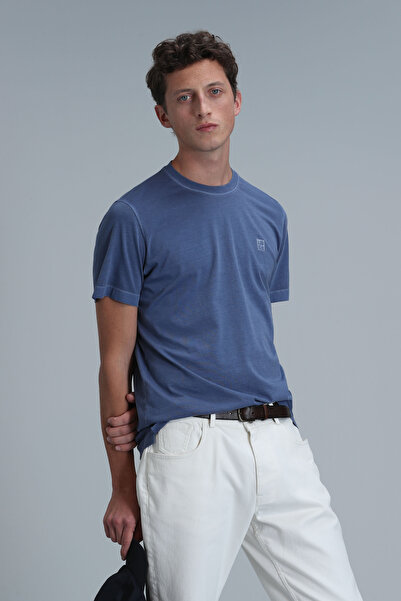 Lufian Sarder Erkek Basic Tişört Mavi