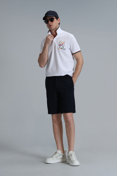 Lufian King Smart ανδρικό μπλουζάκι πόλο λευκό