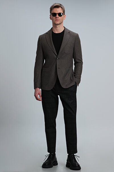 Lufian Gabrıel Spor Erkek Blazer Ceket Slim Fit Kahverengi